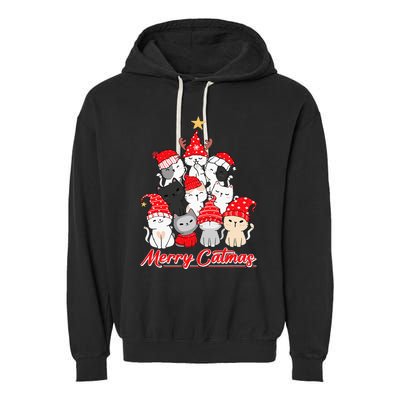 Merry Catmas Christmas Ugly Xmas Cat Lover Garment-Dyed Fleece Hoodie