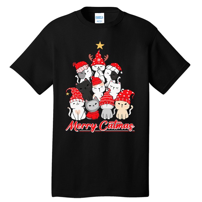 Merry Catmas Christmas Ugly Xmas Cat Lover Tall T-Shirt