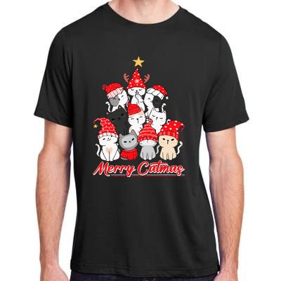 Merry Catmas Christmas Ugly Xmas Cat Lover Adult ChromaSoft Performance T-Shirt