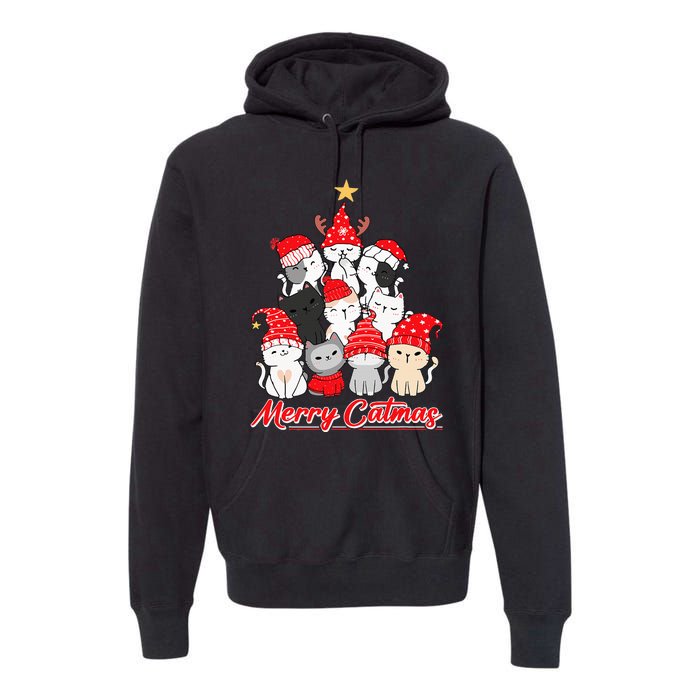 Merry Catmas Christmas Ugly Xmas Cat Lover Premium Hoodie