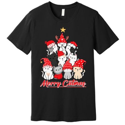 Merry Catmas Christmas Ugly Xmas Cat Lover Premium T-Shirt