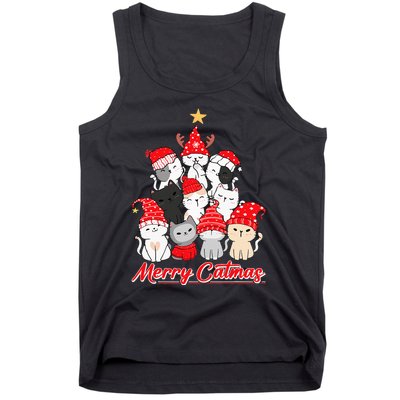 Merry Catmas Christmas Ugly Xmas Cat Lover Tank Top