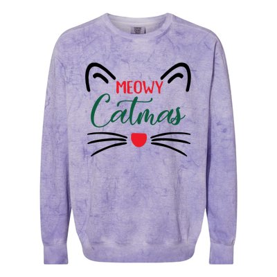 Meowy Catmas Christmas Gift Colorblast Crewneck Sweatshirt