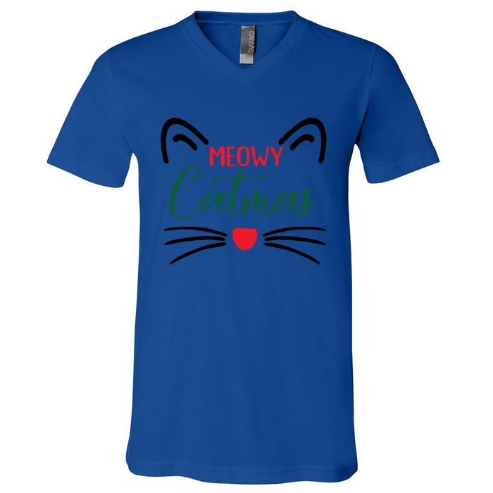 Meowy Catmas Christmas Gift V-Neck T-Shirt