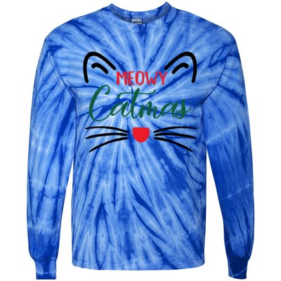 Meowy Catmas Christmas Gift Tie-Dye Long Sleeve Shirt