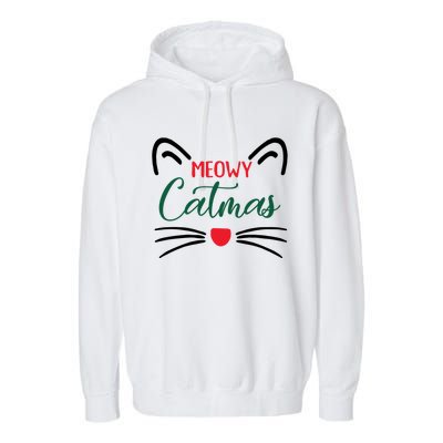 Meowy Catmas Christmas Gift Garment-Dyed Fleece Hoodie