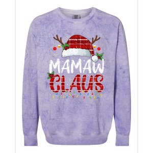 Mamaw Claus Christmas Lights Pajama Family Matching Colorblast Crewneck Sweatshirt