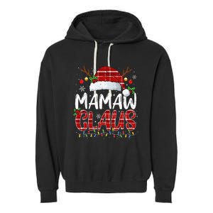 Mamaw Claus Christmas Lights Pajama Family Matching Garment-Dyed Fleece Hoodie