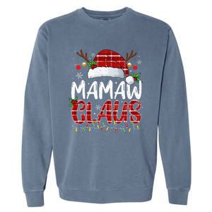 Mamaw Claus Christmas Lights Pajama Family Matching Garment-Dyed Sweatshirt