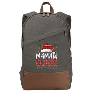 Mamaw Claus Christmas Lights Pajama Family Matching Cotton Canvas Backpack