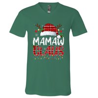 Mamaw Claus Christmas Lights Pajama Family Matching V-Neck T-Shirt