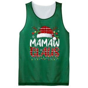 Mamaw Claus Christmas Lights Pajama Family Matching Mesh Reversible Basketball Jersey Tank