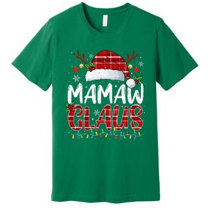 Mamaw Claus Christmas Lights Pajama Family Matching Premium T-Shirt