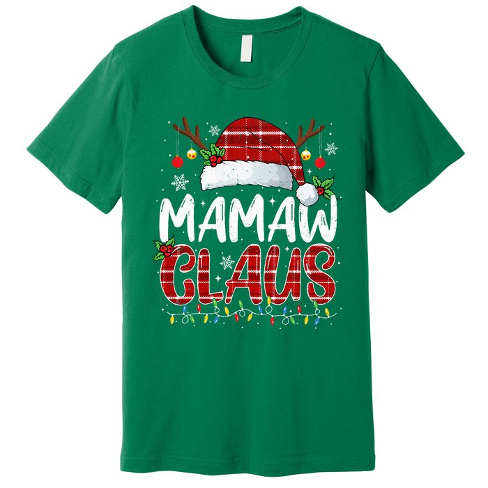 Mamaw Claus Christmas Lights Pajama Family Matching Premium T-Shirt