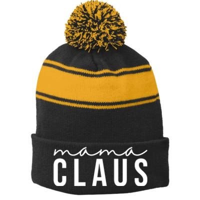 Mama Claus Christmas Holiday Stripe Pom Pom Beanie