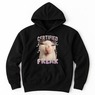 Meme Cat Certified Freak Eat Cement Cursed Cat Funny Gift Hoodie