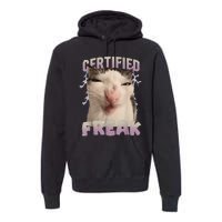 Meme Cat Certified Freak Eat Cement Cursed Cat Funny Gift Premium Hoodie