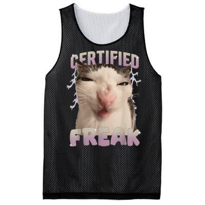 Meme Cat Certified Freak Eat Cement Cursed Cat Funny Gift Mesh Reversible Basketball Jersey Tank