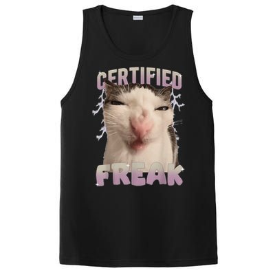 Meme Cat Certified Freak Eat Cement Cursed Cat Funny Gift PosiCharge Competitor Tank