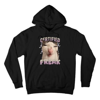 Meme Cat Certified Freak Eat Cement Cursed Cat Funny Gift Tall Hoodie