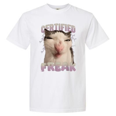 Meme Cat Certified Freak Eat Cement Cursed Cat Funny Gift Garment-Dyed Heavyweight T-Shirt