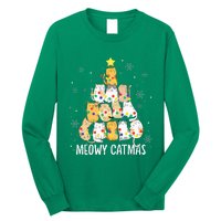 Meowy Catmas Cat Christmas Tree Lights Kitten Xmas Cat Lover Long Sleeve Shirt