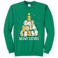 Meowy Catmas Cat Christmas Tree Lights Kitten Xmas Cat Lover Sweatshirt