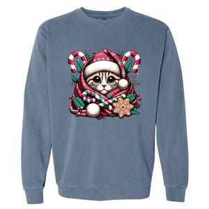 Merry Christmas Cat Santa For Cat Mom Christmas Cat Gift Garment-Dyed Sweatshirt