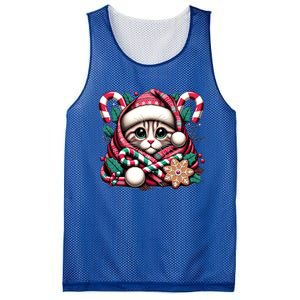 Merry Christmas Cat Santa For Cat Mom Christmas Cat Gift Mesh Reversible Basketball Jersey Tank