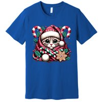 Merry Christmas Cat Santa For Cat Mom Christmas Cat Gift Premium T-Shirt