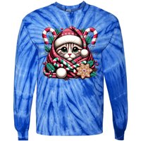 Merry Christmas Cat Santa For Cat Mom Christmas Cat Gift Tie-Dye Long Sleeve Shirt