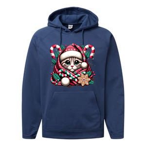 Merry Christmas Cat Santa For Cat Mom Christmas Cat Gift Performance Fleece Hoodie