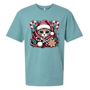 Merry Christmas Cat Santa For Cat Mom Christmas Cat Gift Sueded Cloud Jersey T-Shirt