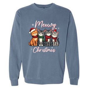 Meowy Christmas Cute Kitten Cat Lover Funny Festive Holidays Gift Garment-Dyed Sweatshirt