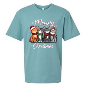 Meowy Christmas Cute Kitten Cat Lover Funny Festive Holidays Gift Sueded Cloud Jersey T-Shirt