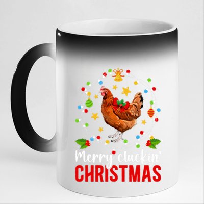 Merry Cluckin Christmas Chicken Owner Chicken Lover Xmas Long Sleeve 11oz Black Color Changing Mug