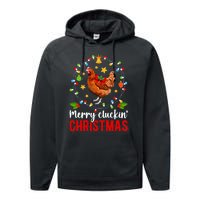 Merry Cluckin Christmas Chicken Owner Chicken Lover Xmas Long Sleeve Performance Fleece Hoodie