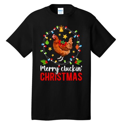 Merry Cluckin Christmas Chicken Owner Chicken Lover Xmas Long Sleeve Tall T-Shirt