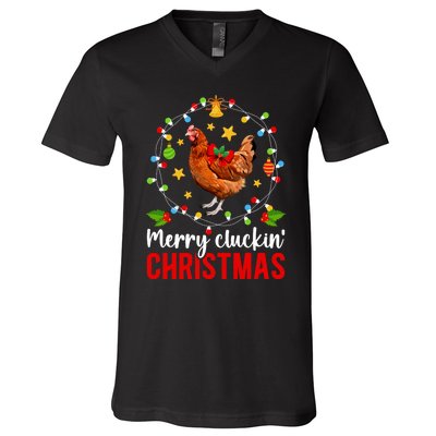 Merry Cluckin Christmas Chicken Owner Chicken Lover Xmas Long Sleeve V-Neck T-Shirt