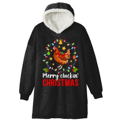 Merry Cluckin Christmas Chicken Owner Chicken Lover Xmas Long Sleeve Hooded Wearable Blanket