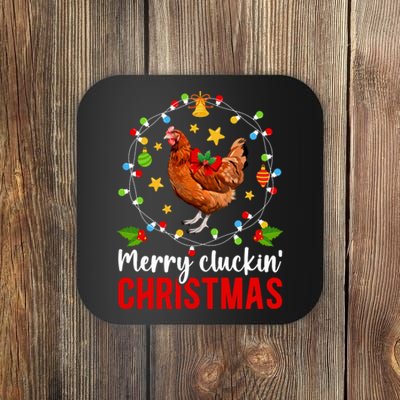 Merry Cluckin Christmas Chicken Owner Chicken Lover Xmas Long Sleeve Coaster