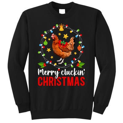 Merry Cluckin Christmas Chicken Owner Chicken Lover Xmas Long Sleeve Tall Sweatshirt