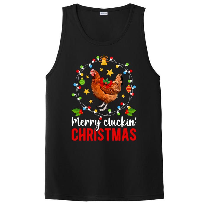 Merry Cluckin Christmas Chicken Owner Chicken Lover Xmas Long Sleeve PosiCharge Competitor Tank