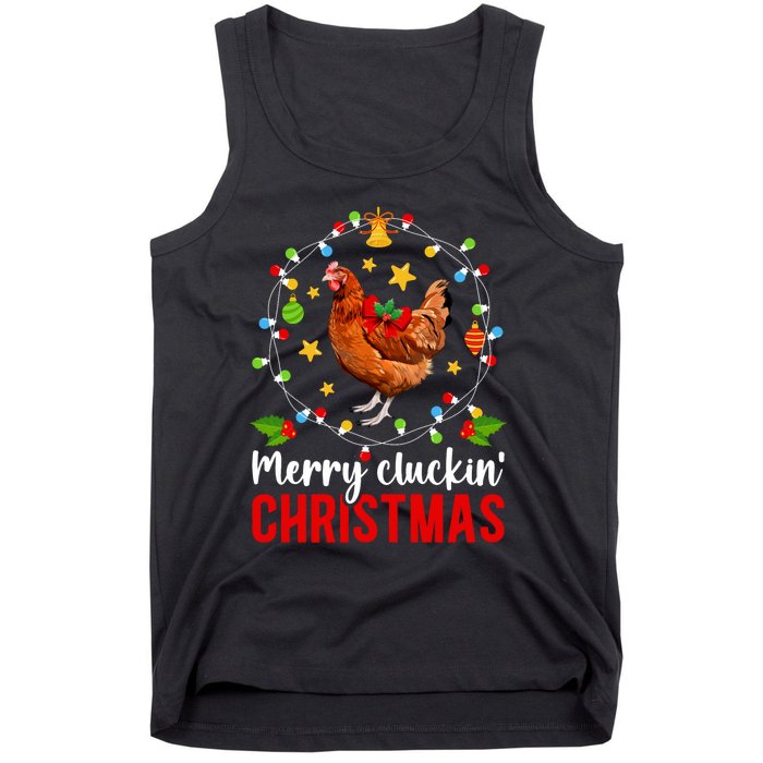 Merry Cluckin Christmas Chicken Owner Chicken Lover Xmas Long Sleeve Tank Top