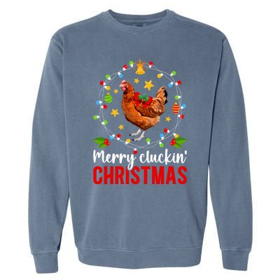 Merry Cluckin Christmas Chicken Owner Chicken Lover Xmas Long Sleeve Garment-Dyed Sweatshirt