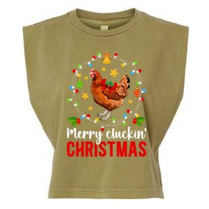 Merry Cluckin Christmas Chicken Owner Chicken Lover Xmas Long Sleeve Garment-Dyed Women's Muscle Tee