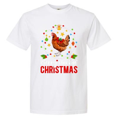 Merry Cluckin Christmas Chicken Owner Chicken Lover Xmas Long Sleeve Garment-Dyed Heavyweight T-Shirt