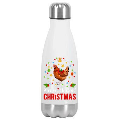 Merry Cluckin Christmas Chicken Owner Chicken Lover Xmas Long Sleeve Stainless Steel Insulated Water Bottle