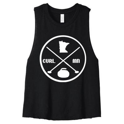 Mn Curling Cute Gift Minnesota Curling Gift Women's Racerback Cropped Tank