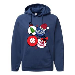 Merry Christmas Chicago Baseball Est 1876 Performance Fleece Hoodie